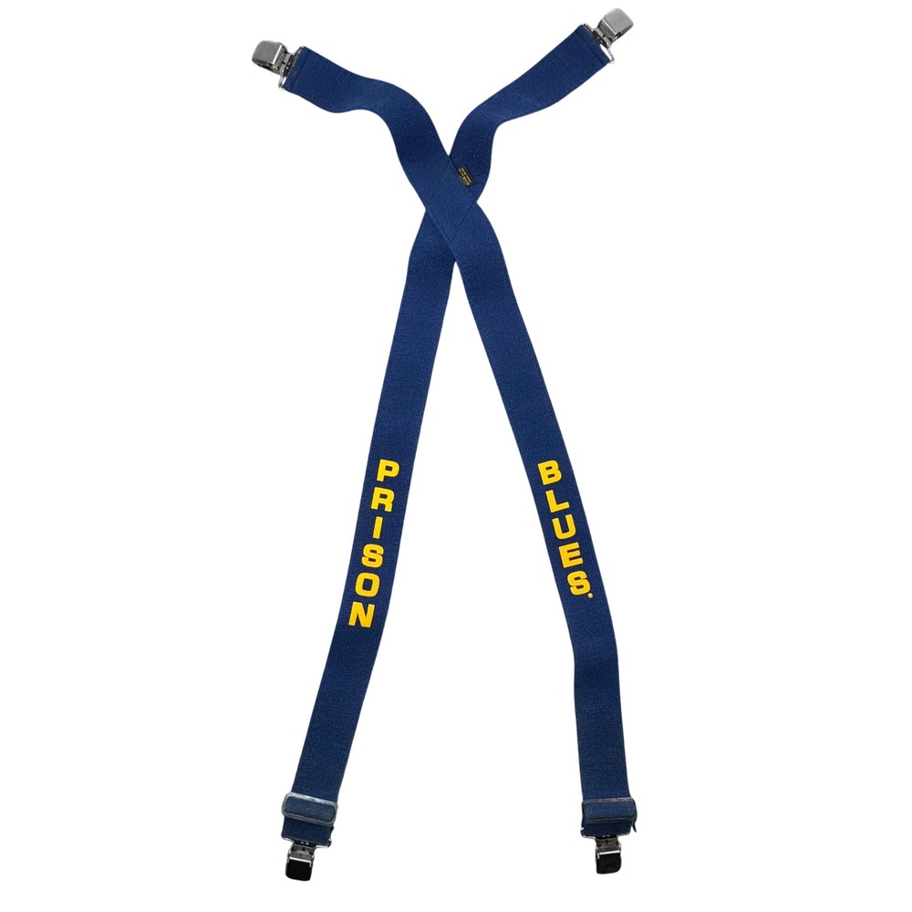 Prison Blues Mens Heavy Duty X-Back Suspenders Navy Blue Made in USA Welch Co